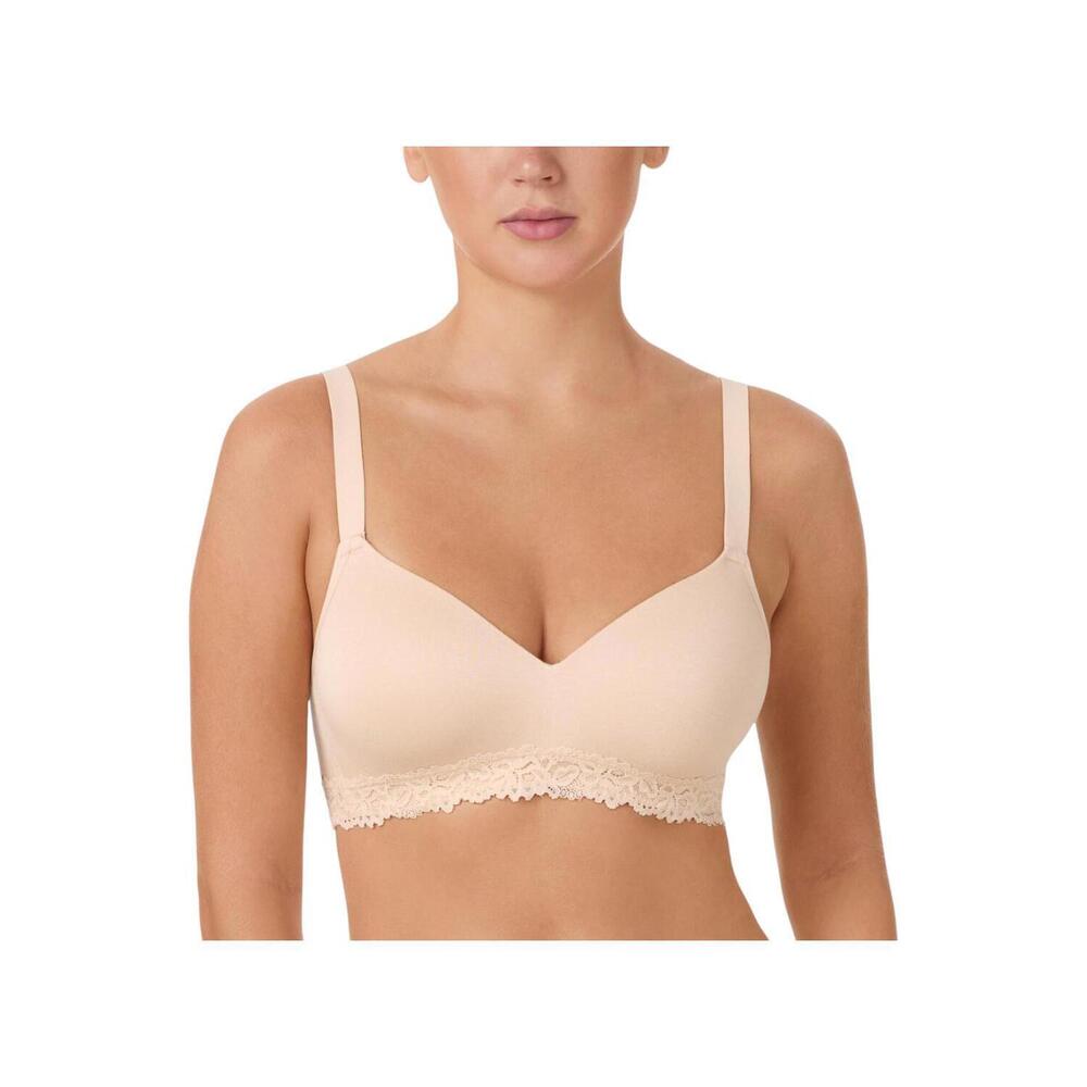 Comfort Code Women's Lined Lace Trim Wireless Bra Soft Peach -